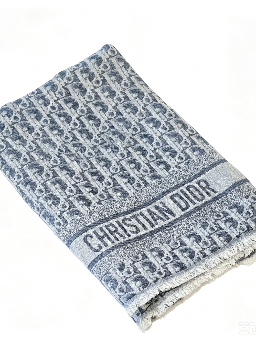 Christian Dior Blue Oblique Logo Scarf Shawl
